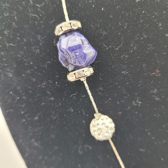 21" Faceted Glass, Clay Beads with Rhinestone Inlay Abstract Beads Necklace - Picture 7 of 7